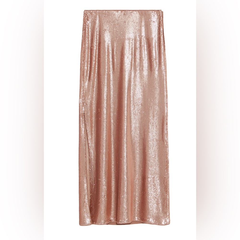 Elegant Sequined midi Skirt - Rose Gold